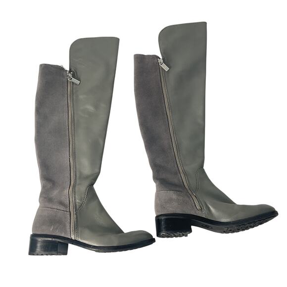 Michael Kors Tall Side Zip Gray Leather Riding Boots Women's Size 5.5 Good - Picture 1 of 7